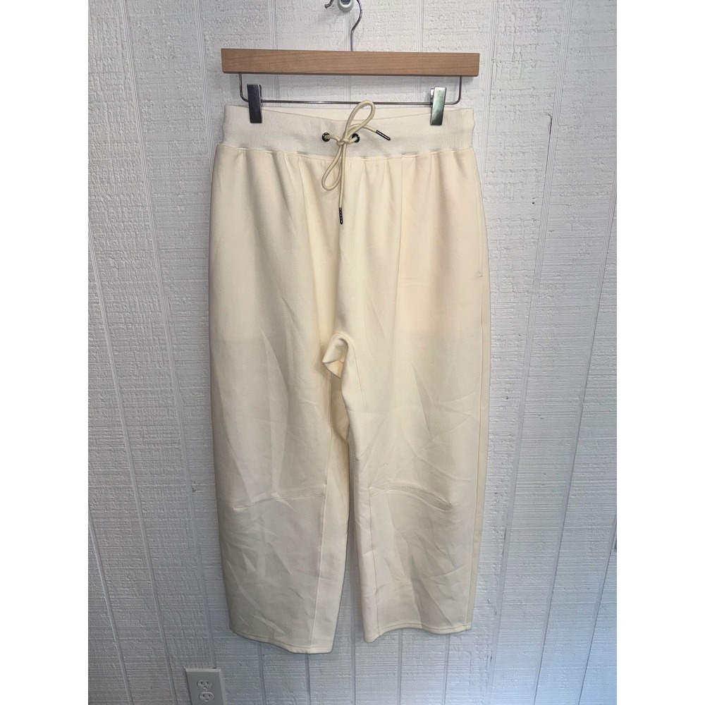 Umgee Sweatpants Women Cream Wide Leg Drawstring High Rise NWT L